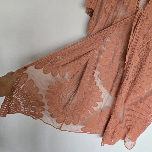 Style Apparel Sheer Lace Kimono Coverup Women's L Boho Festival Hippie Artsy - Picture 8 of 11